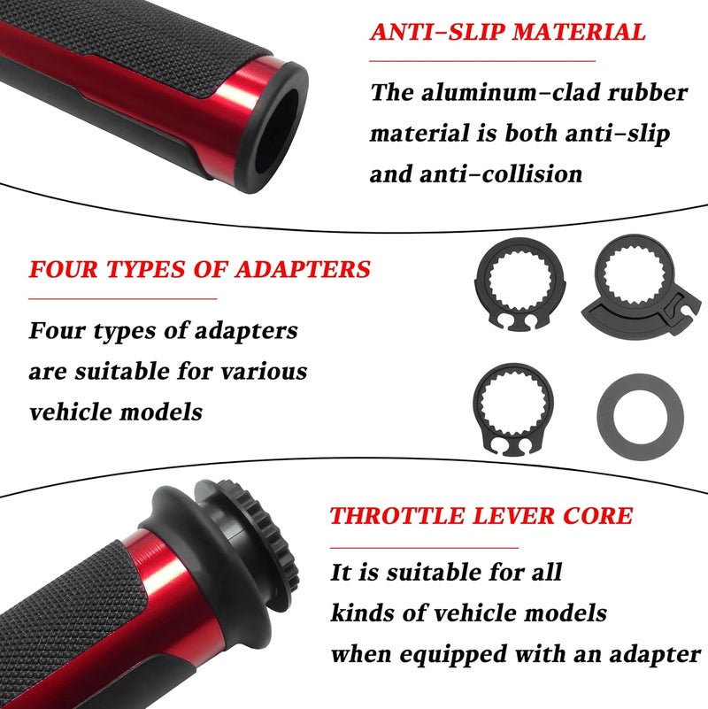 VUOZIP 7/8" 22mm Motorcycle Brake Lever Handlebar Master Cylinder Clutch Levers Left & Right Set + Hand Grips + Handlebar Ends Set for Harley Honda Kawasaki Suzuki Yamaha (Red) - Image 3